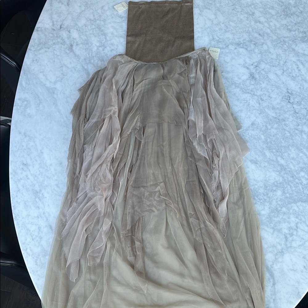 Free People Brenda Knight Elegant olive skirt set XS NWT